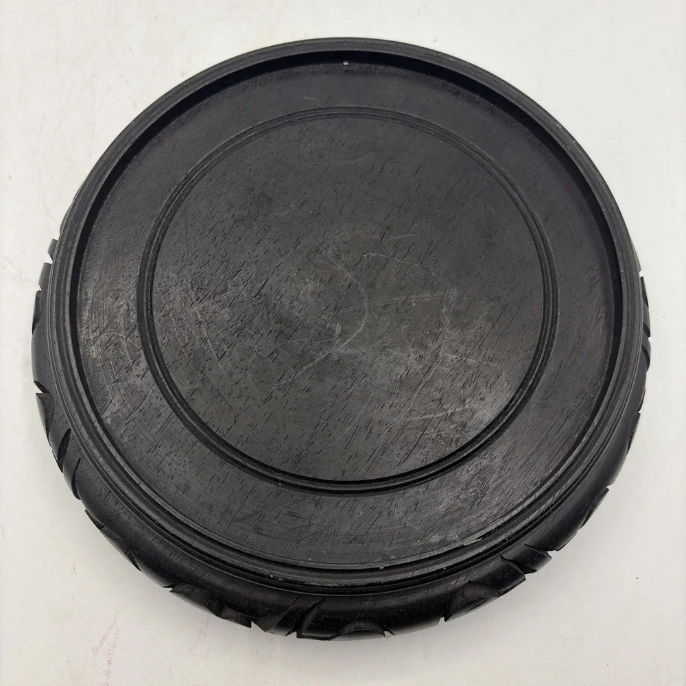 Vintage Hong Kong Black Carved Wood Pedestal Stand Display Base Bowl Vase
